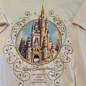 Disney Pink Short Sleeve Tee with Castle Design 50th celebration